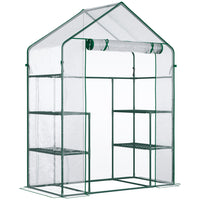 Outsunny 3-Tier Mini Greenhouse with 4 Shelves - Roll-Up Door & Weatherized Cover - Clear- A great solution to extend your growing season and shield plants from extreme outdoor temperatures
 