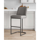 Manhattan Comfort Serena 17.71" Modern Leatherette Upholstered Barstool - Grey-Frame Made of Metal with Matte Black Finish
