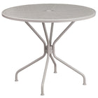 35.25'' Round Light Grey Indoor-Outdoor Steel Patio Table Set with 4 Square Back Chairs [CO-35RD-02CHR4-SIL-GG]-Designed for Indoor and Outdoor Use
