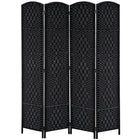 HOMCOM 4 Panels Hand-Woven Freestanding Room Divider for Home Office - Black-Great for creating a personal space or dividing up large rooms
