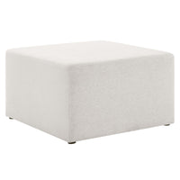 Modway Callum Large 28" Square Woven Heathered Fabric Upholstered Ottoman - Heathered Weave/Ivory-Woven Heathered Fabric Upholstery