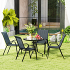 Outsunny 5 Pieces Patio Dining Set - 4 Seater Garden Furniture - Dark Grey-Tempered glass tabletop, 0.2" (5 mm), wipes clean after meals