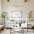 Modway Beacon 6-Light Chandelier - Clear/Satin Brass-Glass Cone Shades