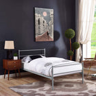 Modway Alina Platform Twin Bed Frame - Grey-Powder Coated Sturdy Steel Frame