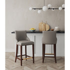 Manhattan Comfort Shubert 22.64" Modern Leatherette Upholstered Barstool - Dark Taupe - 2 Pack-Frame Made of Solid Beech Wood with Rich Dark Finish - Features a Gold Metal Foot Plate
