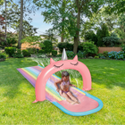 Danaplay Unicorn 10' Waterslide-Water-Spraying Action: Connects to a standard garden hose to create a splash zone for extra excitement