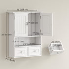 kleankin Bathroom Wall Cabinet with Shelf and Drawers - White-Made of MDF for robust construction