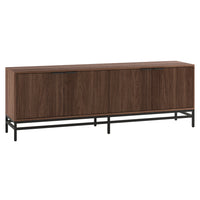 Hudson&Canal Montello Rectangular Fluted TV Stand for TV's up to 78" - Satin Walnut-A transitional design that can also be used as a credenza or sideboard