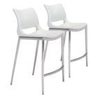 Zuo Ace Counter Stool - White/Silver - Set of 2-Ergonomic and supportive footrest