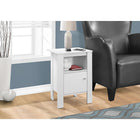 Monarch Specialties 2137 Accent Table - White Night Stand With Storage-Open shelf for books, magazines, notepads