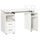 HOMCOM 47.2" Computer Desk with Keyboard Tray - White-Attractive finish with a clean design is great for your home office or dorm room