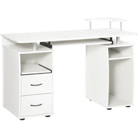 HOMCOM 47.2" Computer Desk with Keyboard Tray - White-Attractive finish with a clean design is great for your home office or dorm room