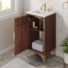Modway Daylight 18" Bathroom Vanity - White/Walnut-8" Centerset Holes