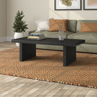 Hudson&Canal Soren 48"W Rectangular Coffee Table - Black Grain-Finished in wood-look black grain