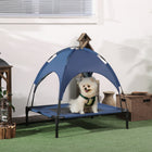 PawHut Elevated Cooling Pet Bed with Canopy for Medium Dogs - Dark Blue-Features a lightweight, steel frame making it highly durable 