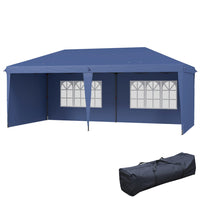 Outsunny 10 ft W x 20 ft L Outdoor Pop Up Canopy Tent with Carrying Bag - Blue-This pop up canopy gives quick shade with a spacious 10' x 20' coverage