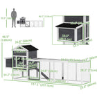 PawHut Wooden Chicken Coop with Extra Large Run and Slide-Out Tray - White-Multiple doors for easy coop access 