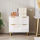 HOMCOM 2 Drawer File Cabinet with Adjustable Rails for Letter/A4/Legal Size Files - High Gloss White-Constructed from particleboard and MDF with U-shaped steel legs for strong support