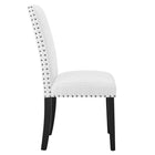 Modway Parcel Dining Upholstered Fabric Side Chair - White-Espresso Stained Tapered Wood Legs