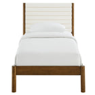 Modway Olea Channel Tufted Boucle Solid Wood Twin Platform Bed - Feather Walnut-No Box Spring Needed