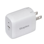  Staples USB-C Wall Charger - 20W - White-Travel-friendly with a foldable wall plug to prevent damaged prongs