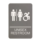 Headline Sign Unisex Restroom ADA Sign with Dynamic In-Motion Accessible - 6" x 9" - Grey/White-Grey with White Symbols and Letters