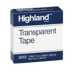 Highland Transparent Tape - 3/4" x 1296" - 1" Core - Clear - 12 Rolls-Each roll measures 0.75" x 1296"