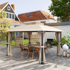Outsunny 10 ft W x 12 ft L Outdoor Gazebo, Double Roof with Netting and Curtains- Netting protect from bites without blocking the view or the breeze