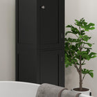 Kleankin Tall Bathroom Storage Cabinet with Adjustable Shelves - Black-Colour: Black