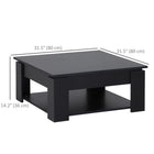 HOMCOM 2 Tier Modern Coffee Table with Shelf - Black-Perfect for use as a coffee table, extra storage, or small TV stand (up to 132lbs)