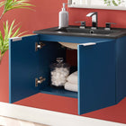 Modway Maybelle 24" Wall-Mount Bathroom Vanity - Navy/Black-Melamine Construction