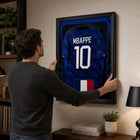 Frameworth Official FIFA World Cup 2026 France Kylian Mbappe Framed Replica Jersey - 25.75" x 33.75"-Handcrafted in Canada by Frameworth Sports Marketing, established 1992, producing officially licensed sports memorabilia.