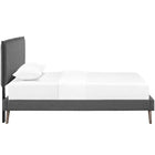 Modway Amaris Fabric Twin Platform Bed with Round Splayed Legs - Grey-Center Rail with Support Two Legs