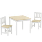 Qaba Kids Table & Chairs Set, Toddler Table & 2 Chair Set for Activity, Art, Craft, Reading for 3-8 Years - Natural-Ergonomically designed for kids aged 3-8, promoting healthy posture and independence
