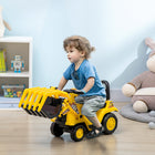 Aosom Kids Ride-On Excavator with Grabber - Yellow-Backrest and anti-rollover device for safety 