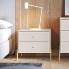Manhattan Comfort Jasper 25.15" Modern Nightstand - Off White-Includes 2 Full Extension Drawers