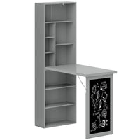 HOMCOM 38.6" Fold-out Convertible Computer Desk - Charcoal Grey-Easy fold design, can be kept out of the way and works both as a computer desk or as a dining table