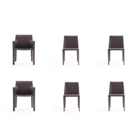 Manhattan Comfort Paris Modern Leatherette Upholstered Dining Chairs - Grey - Set of 6-Modern 6-Piece Dining Chair Perfect for Dining and Home Office Use