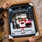 Frameworth Carolina Hurricanes 2026 Stanley Cup Champions: Frederik Andersen Ice Design PhotoGlass Framed Photo - 18" W x 22" H-Product-type accurate build: PhotoGlass construction fuses the image to the glass itself and the glass surface wipes clean with a soft dry cloth