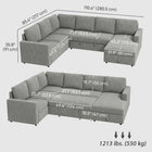 HOMCOM U-Shaped Pull Out Sleeper Sofa Bed with Chaise Storage - Grey-Thick high-density foam for supportive comfort