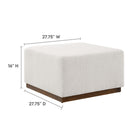 Modway Tilden Large 28" Square Boucle Upholstered Ottoman - Cloud/Walnut-Dense Foam Padding