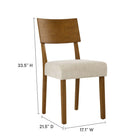 Modway Pax Wood Dining Side Chairs - Acorn/Heathered Weave Light Beige - 2 Pack-Heathered Weave Fabric Upholstery
