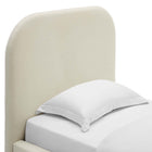 Modway Keynote Performance Velvet Curved Twin Platform Bed - Alabaster-Weight Capacity: 800 lb