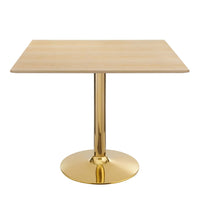 Modway Verne 35" Square Dining Table - Gold Natural-Modern Dining Table