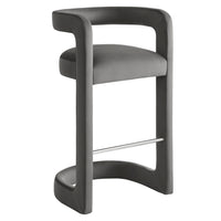 Modway Winslow Performance Velvet Bar Stool - Storm Gray-Barrel Back Design