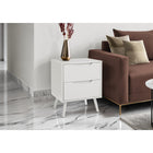Monarch Specialties 24" 2-Drawer Laminate Accent Table - White-Durably designed with robust solid wood legs and an easy to clean top, this practical, space saving accent table is built to withstand daily use that ensures lasting beauty and functionality