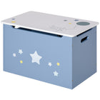 Qaba Kids Wooden Toy Storage Box Organizer Chest with Gas Stay Bar Seating Bench - Blue-Made of durable MDF board, which is both child and environmentally friendly
