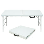 Homy Casa 4 ft Portable Folding Table with 4 adjustable Heights Indoor & Outdoor for Camping - White-The 4 ft size fits camping, picnics, and parties