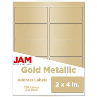 JAM Paper Mailing Address Labels, 2" x 4", Gold Metallic, 120 Pack (40732538)-Mailing address labels