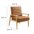Modway Jensen Vegan Leather Accent Chair - Natural Tan-Horizontal Channel Tufting